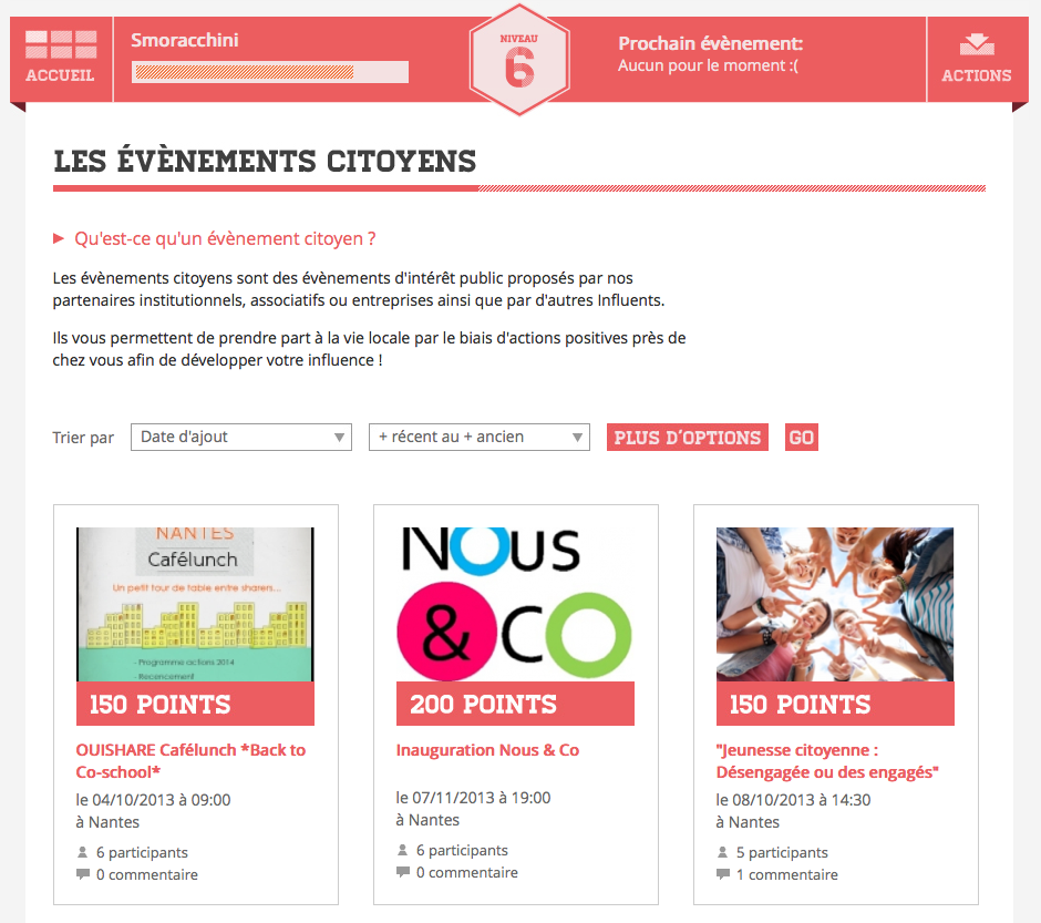 Influents, événements