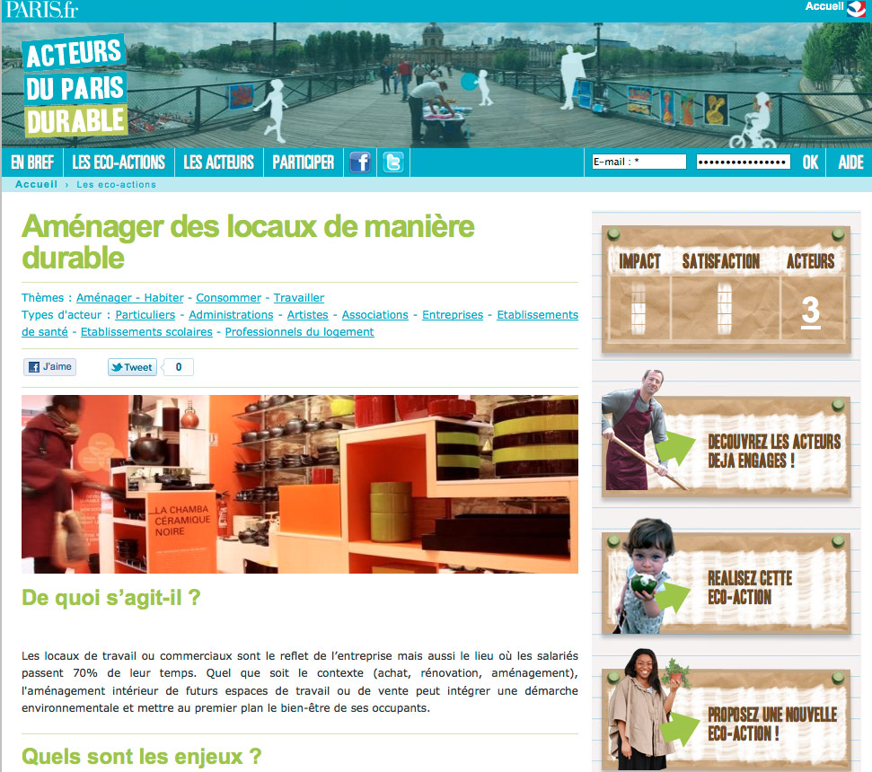 Les éco-actions concernent de multiples aspects de la vie quotidienne, de l'aménagement de locaux aux transports en passant par les jardins collectifs.